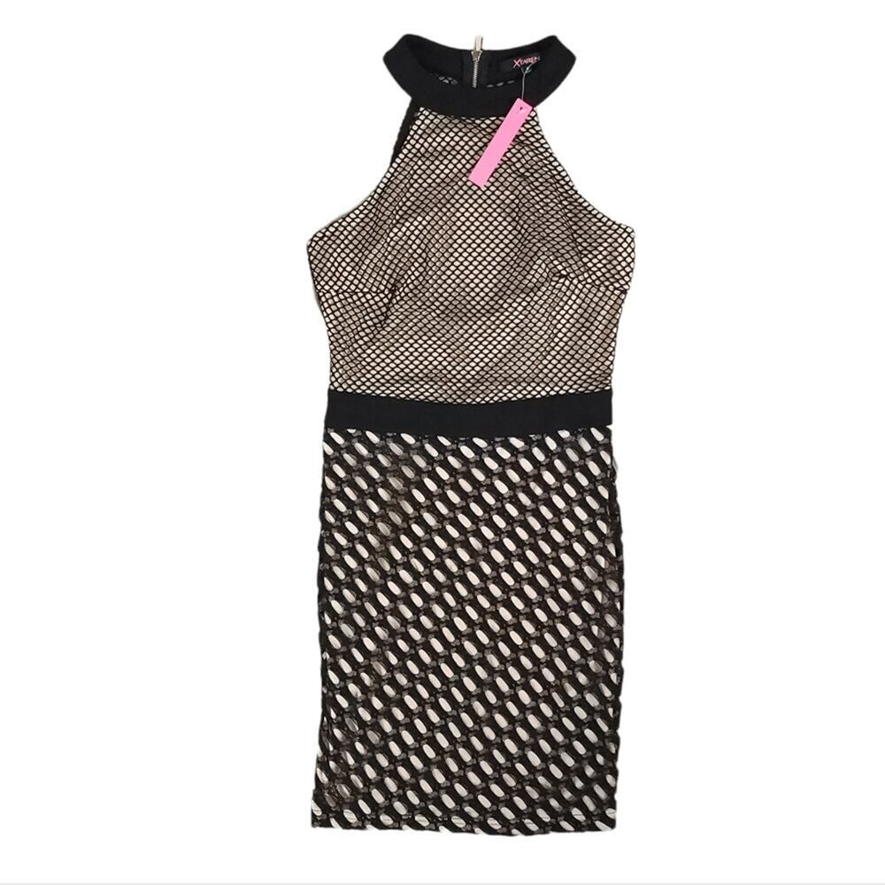 Xtaren Mesh Net High Neck Dress Cocktail Party